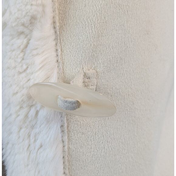 Jones New York Jacket Small Ivory Faux Shearling Trim Button Front Winter Cozy - Picture 7 of 12